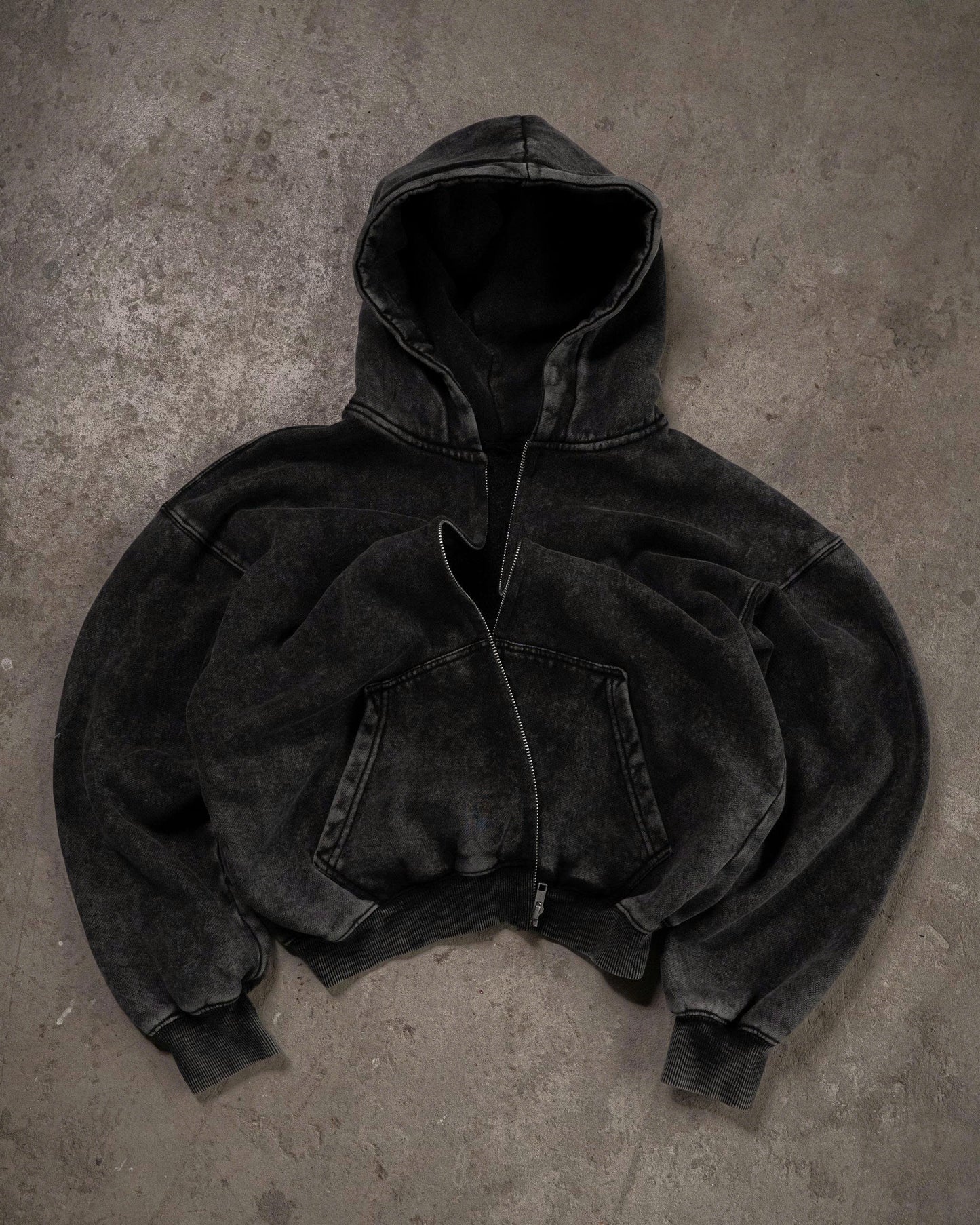 Hoodie Black Unit Zip 420 GSM