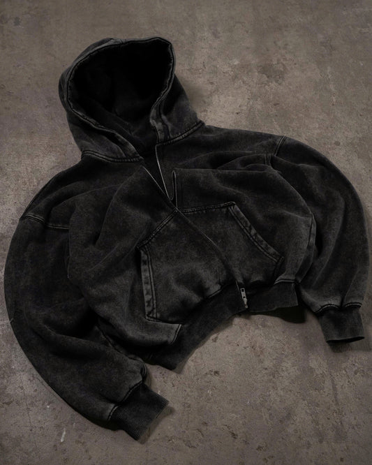 Hoodie Black Unit Zip 420 GSM